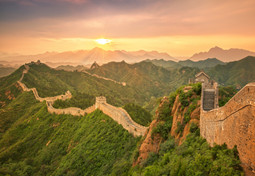 Great wall with sunset glow