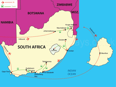 visit South Africa and Mauritius