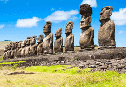 Moais in Ahu Tongariki easter island chile