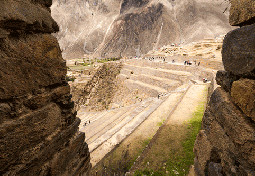 Terraces of Pisac in Urubamba valley near